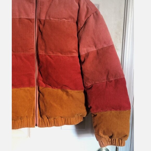 L*SPACE Horizon Ribbed Corduroy Cotton Cropped Puffer Jacket Women XS Desert Sun - Picture 10 of 16